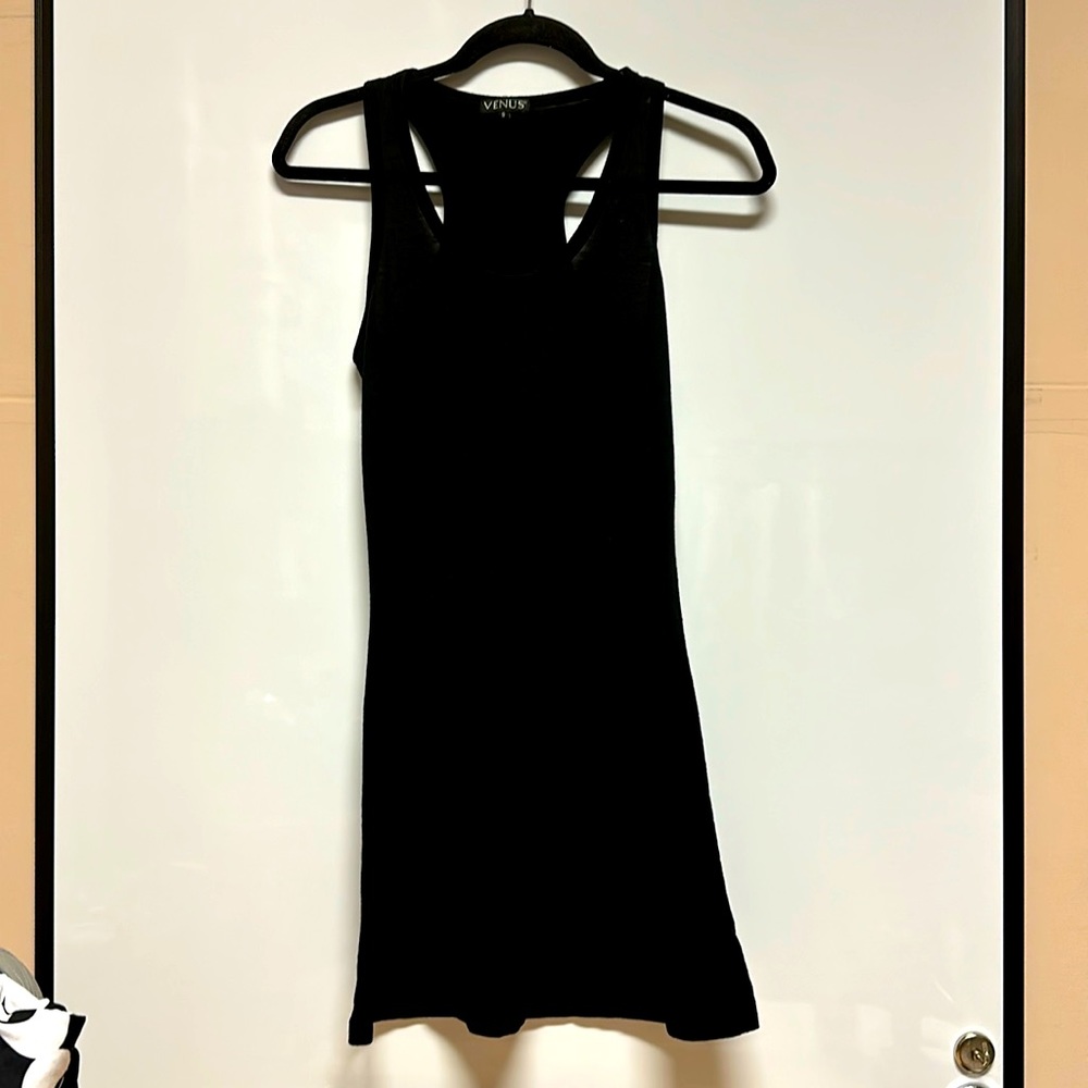 Women’s size small black racer back cotton tank dress. Brand: Venus
